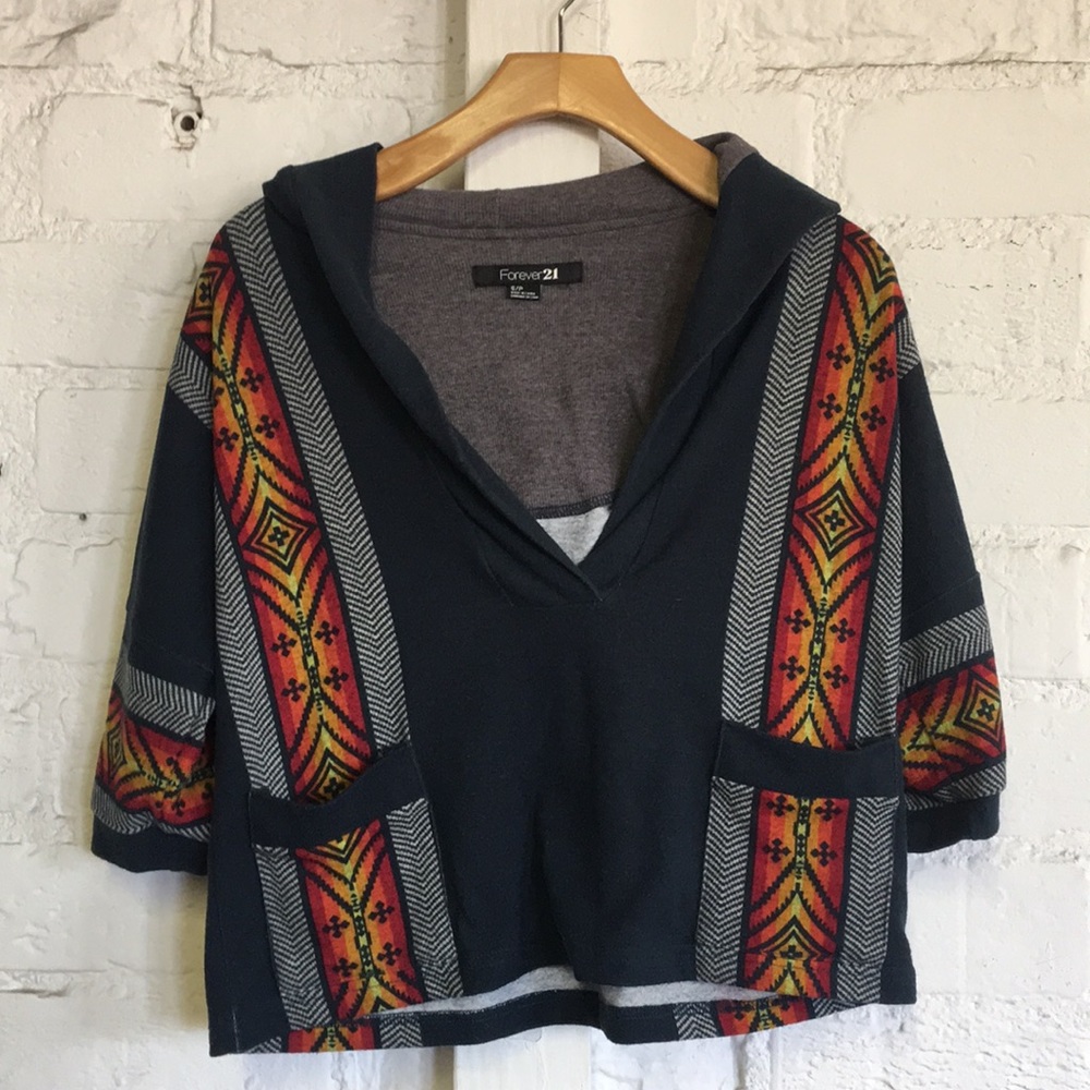 Forever 21 Hooded Crop Top Sweatshirt